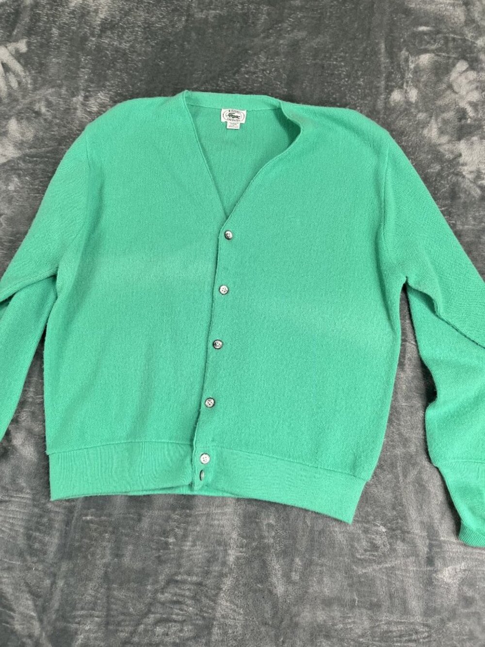 Izod Lacoste Mens Green V-Neck Button Cardigan Sweater L